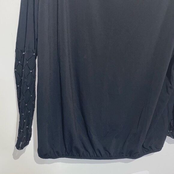 Adrienne Vittadini Women's Black Embellished Long Sleeve Blouse Size XL - Picture 2 of 8